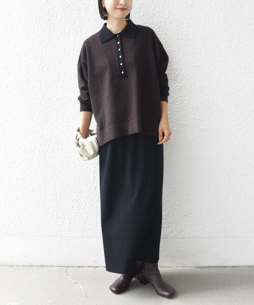 SHIPS / シップス ニット・セーター | 【WEB限定】〈手洗い可能〉サイド スリット ゴールド 釦 ポロ ニット | 詳細22