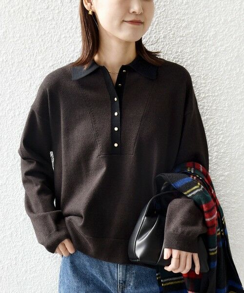 SHIPS / シップス ニット・セーター | 【WEB限定】〈手洗い可能〉サイド スリット ゴールド 釦 ポロ ニット | 詳細28