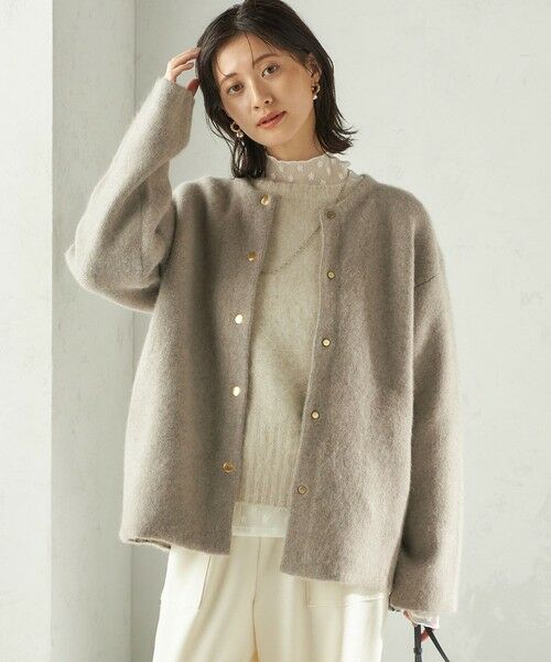 SHIPS / シップス その他アウター | フォックス ブレンド ノーカラー ニット コート | 詳細20