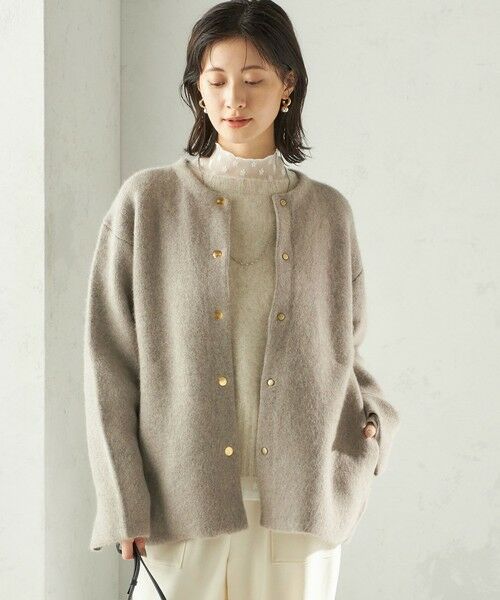 SHIPS / シップス その他アウター | フォックス ブレンド ノーカラー ニット コート | 詳細23