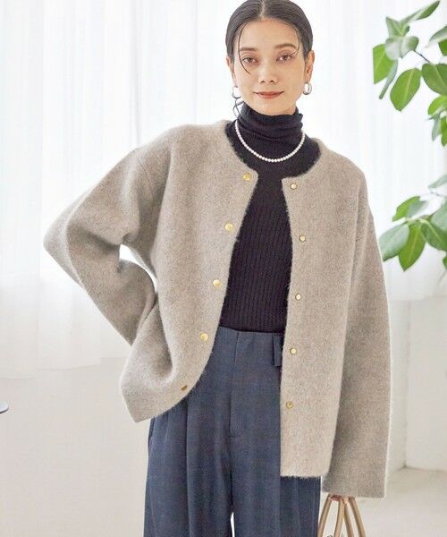 SHIPS / シップス その他アウター | フォックス ブレンド ノーカラー ニット コート | 詳細7