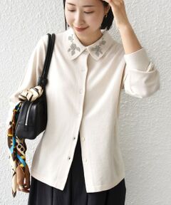 SHIPS / シップス カーディガン・ボレロ | 【WEB限定】〈手洗い可能〉ビーズ 刺しゅう 襟付 ニット カーディガン