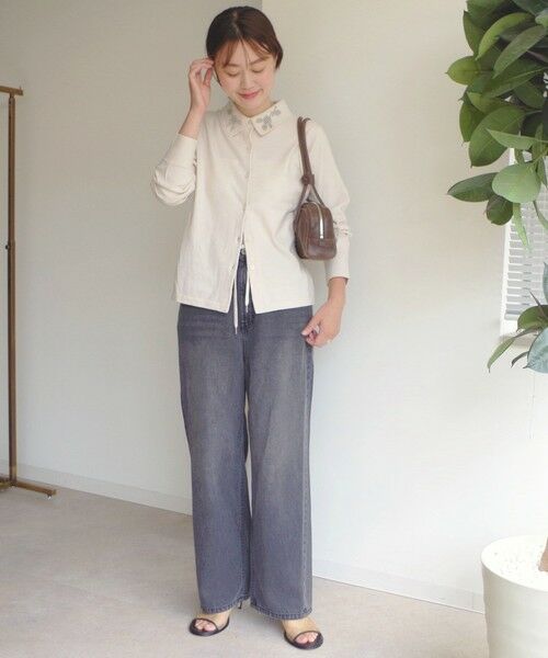 SHIPS / シップス カーディガン・ボレロ | 【WEB限定】〈手洗い可能〉ビーズ 刺しゅう 襟付 ニット カーディガン | 詳細1