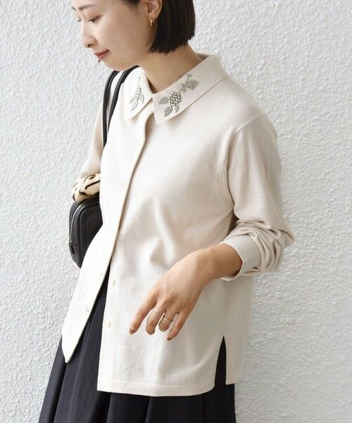 SHIPS / シップス カーディガン・ボレロ | 【WEB限定】〈手洗い可能〉ビーズ 刺しゅう 襟付 ニット カーディガン | 詳細14