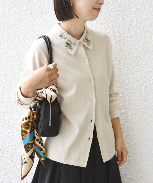 SHIPS / シップス カーディガン・ボレロ | 【WEB限定】〈手洗い可能〉ビーズ 刺しゅう 襟付 ニット カーディガン | 詳細16