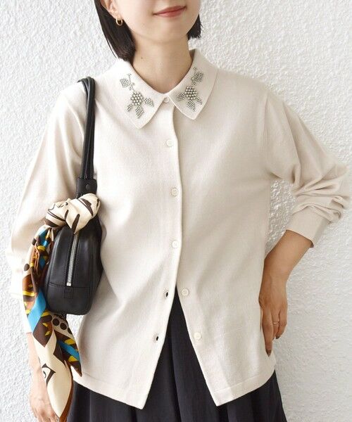 SHIPS / シップス カーディガン・ボレロ | 【WEB限定】〈手洗い可能〉ビーズ 刺しゅう 襟付 ニット カーディガン | 詳細17