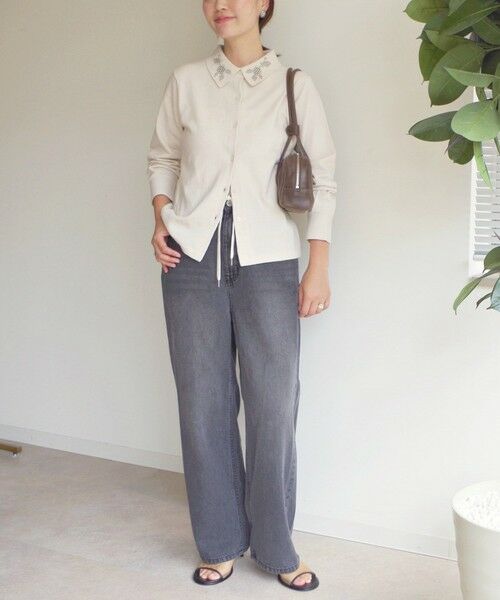 SHIPS / シップス カーディガン・ボレロ | 【WEB限定】〈手洗い可能〉ビーズ 刺しゅう 襟付 ニット カーディガン | 詳細2