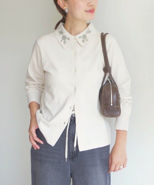 SHIPS / シップス カーディガン・ボレロ | 【WEB限定】〈手洗い可能〉ビーズ 刺しゅう 襟付 ニット カーディガン | 詳細5