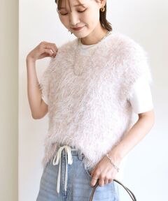 SHIPS / シップス ベスト | 【WEB限定】〈手洗い可能〉チュール フェザー MIX ニット ベスト
