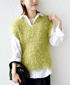 SHIPS / シップス ベスト | 【WEB限定】〈手洗い可能〉チュール フェザー MIX ニット ベスト