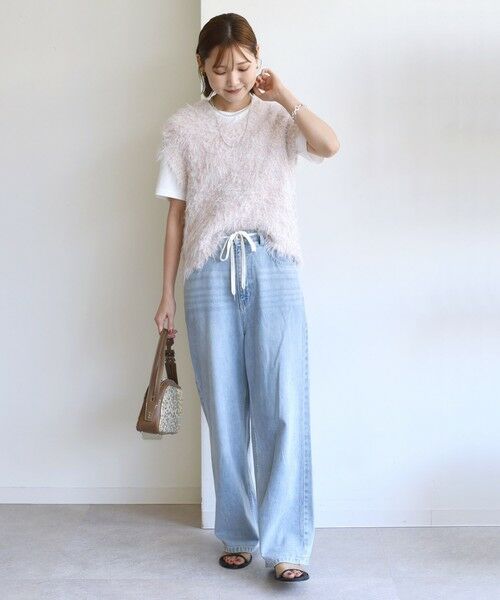 SHIPS / シップス ベスト | 【WEB限定】〈手洗い可能〉チュール フェザー MIX ニット ベスト | 詳細1