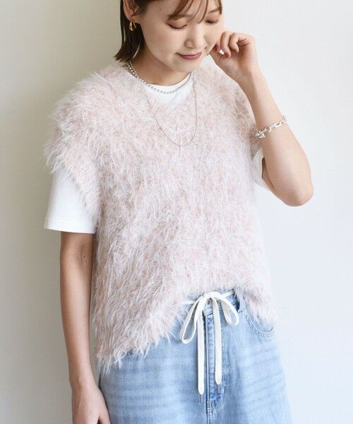 SHIPS / シップス ベスト | 【WEB限定】〈手洗い可能〉チュール フェザー MIX ニット ベスト | 詳細5