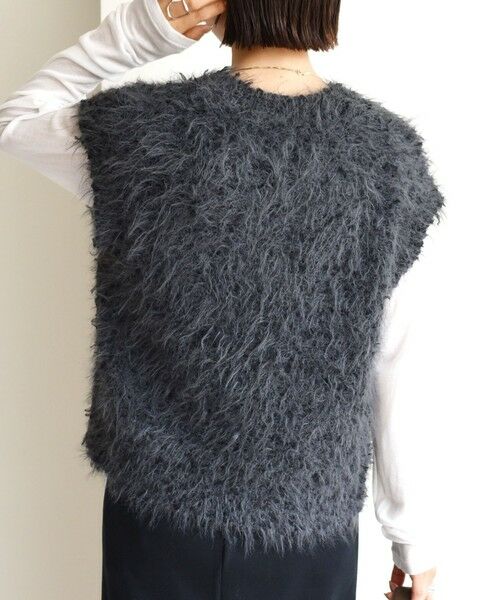 SHIPS / シップス ベスト | 【WEB限定】〈手洗い可能〉チュール フェザー MIX ニット ベスト | 詳細16