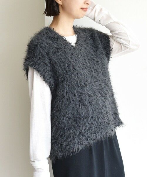 SHIPS / シップス ベスト | 【WEB限定】〈手洗い可能〉チュール フェザー MIX ニット ベスト | 詳細17