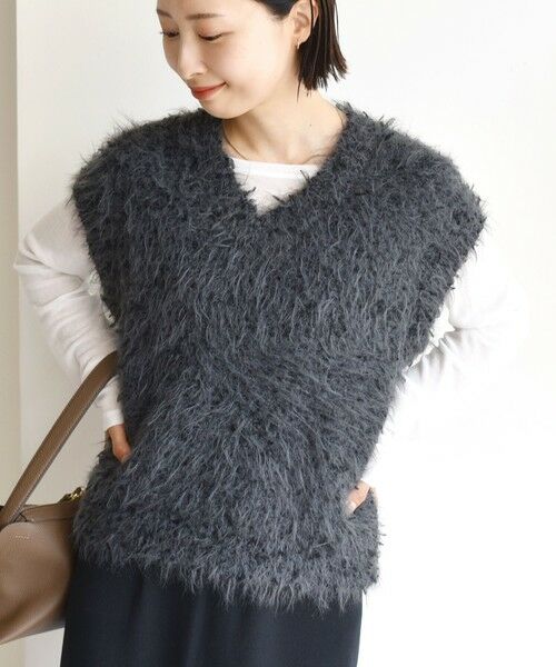 SHIPS / シップス ベスト | 【WEB限定】〈手洗い可能〉チュール フェザー MIX ニット ベスト | 詳細18