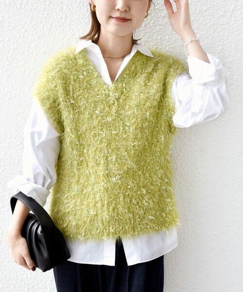SHIPS / シップス ベスト | 【WEB限定】〈手洗い可能〉チュール フェザー MIX ニット ベスト | 詳細25