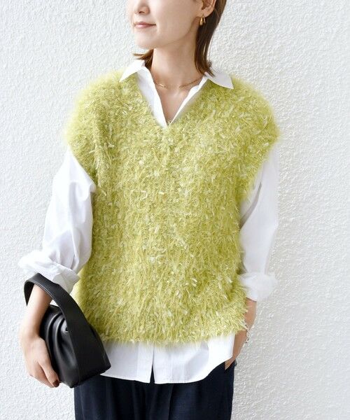 SHIPS / シップス ベスト | 【WEB限定】〈手洗い可能〉チュール フェザー MIX ニット ベスト | 詳細26