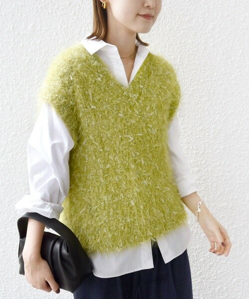 SHIPS / シップス ベスト | 【WEB限定】〈手洗い可能〉チュール フェザー MIX ニット ベスト | 詳細29
