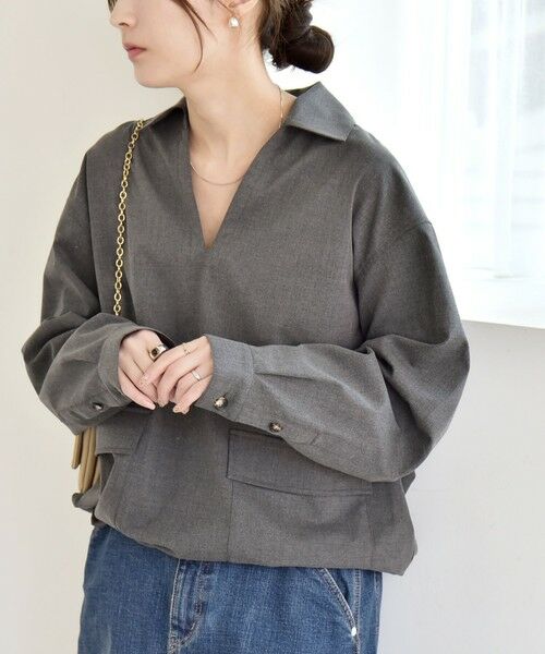 SHIPS / シップス シャツ・ブラウス | quaranciel:〈洗濯機可能〉ポケット ドロスト スキッパー プルオーバー シャツ | 詳細3