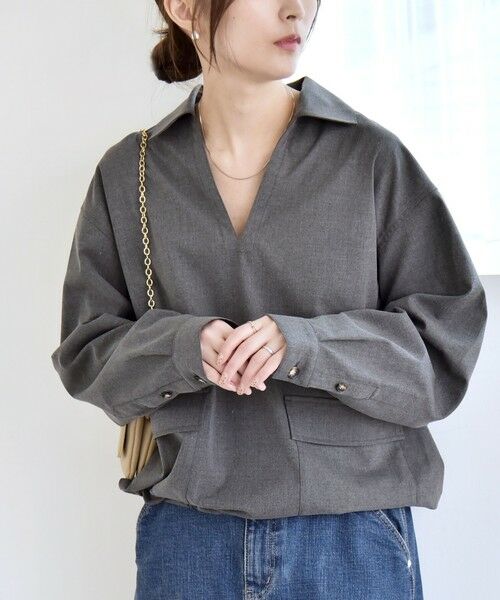 SHIPS / シップス シャツ・ブラウス | quaranciel:〈洗濯機可能〉ポケット ドロスト スキッパー プルオーバー シャツ | 詳細5