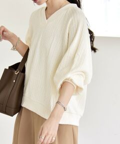 SHIPS / シップス カットソー | quaranciel:〈手洗い可能〉ケーブル ジャージー Vネック プルオーバー