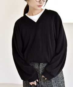 SHIPS / シップス カットソー | quaranciel:〈手洗い可能〉ケーブル ジャージー Vネック プルオーバー