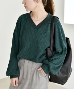 SHIPS / シップス カットソー | quaranciel:〈手洗い可能〉ケーブル ジャージー Vネック プルオーバー