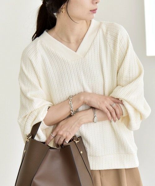 SHIPS / シップス カットソー | quaranciel:〈手洗い可能〉ケーブル ジャージー Vネック プルオーバー | 詳細5