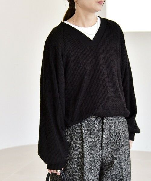 SHIPS / シップス カットソー | quaranciel:〈手洗い可能〉ケーブル ジャージー Vネック プルオーバー | 詳細15