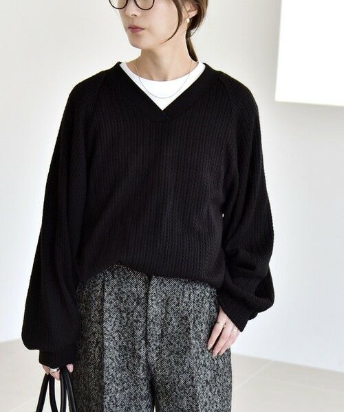SHIPS / シップス カットソー | quaranciel:〈手洗い可能〉ケーブル ジャージー Vネック プルオーバー | 詳細16