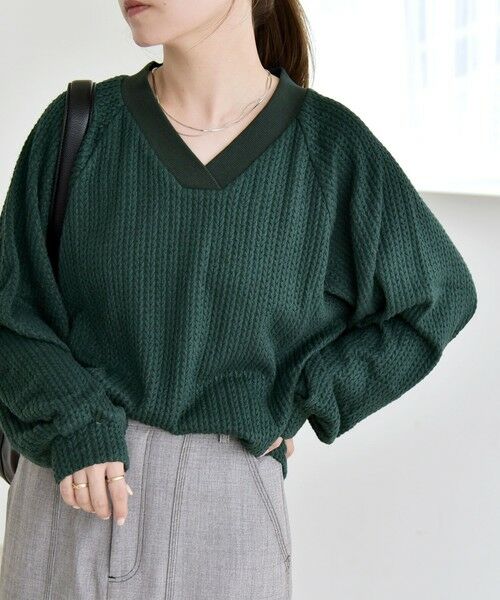 SHIPS / シップス カットソー | quaranciel:〈手洗い可能〉ケーブル ジャージー Vネック プルオーバー | 詳細25