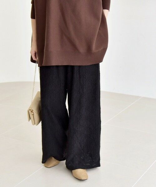 SHIPS for women/シップスウィメン quaranciel:〈洗濯機可能〉フラワー レース ワイド パンツ ブラック ONE SIZE