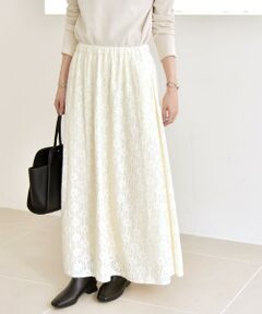 SHIPS / シップス ロング・マキシ丈スカート | quaranciel:〈洗濯機可能〉フラワー レース フレア スカート