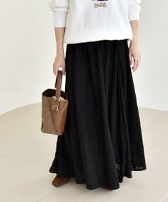 SHIPS / シップス ロング・マキシ丈スカート | quaranciel:〈洗濯機可能〉フラワー レース フレア スカート