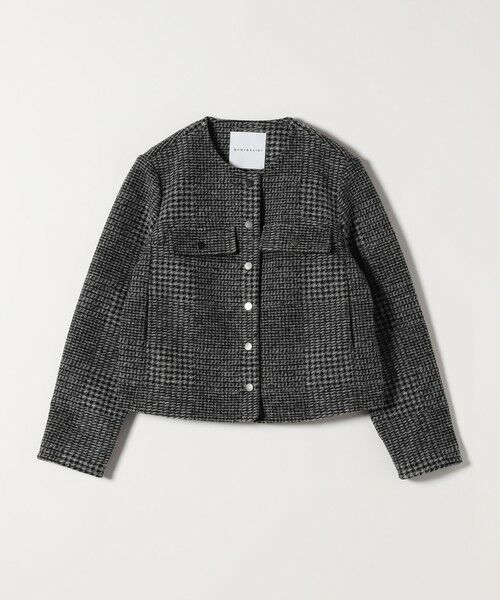 SHIPS / シップス ノーカラージャケット | quaranciel: ボンディング チェック ノーカラー ショート ジャケット | 詳細10