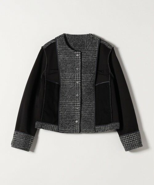 SHIPS / シップス ノーカラージャケット | quaranciel: ボンディング チェック ノーカラー ショート ジャケット | 詳細16