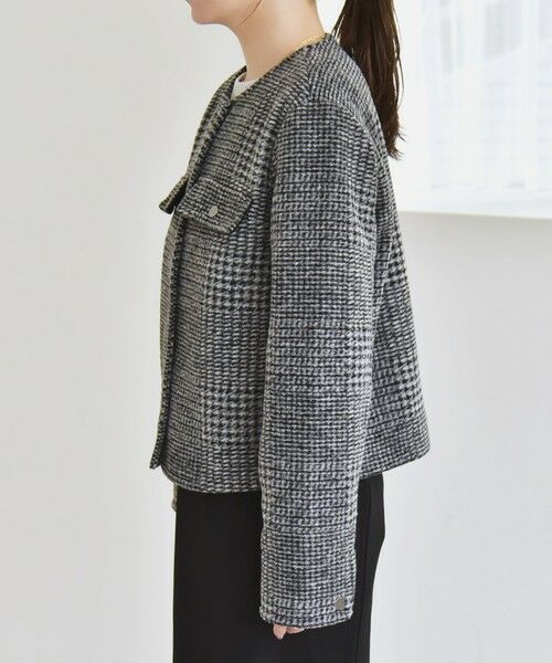 SHIPS / シップス ノーカラージャケット | quaranciel: ボンディング チェック ノーカラー ショート ジャケット | 詳細19