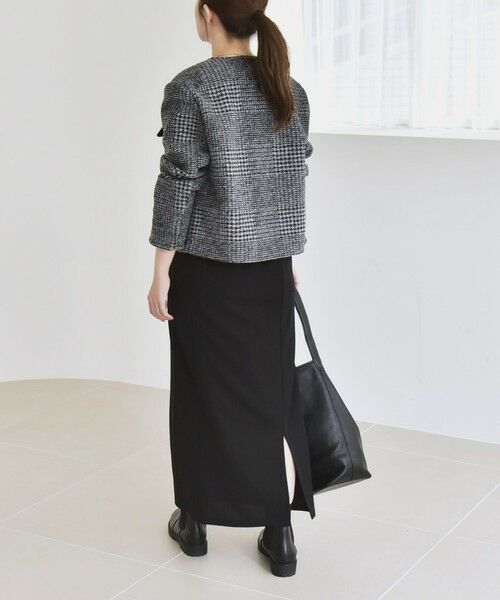 SHIPS / シップス ノーカラージャケット | quaranciel: ボンディング チェック ノーカラー ショート ジャケット | 詳細2