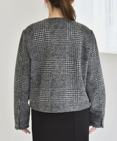 SHIPS / シップス ノーカラージャケット | quaranciel: ボンディング チェック ノーカラー ショート ジャケット | 詳細20