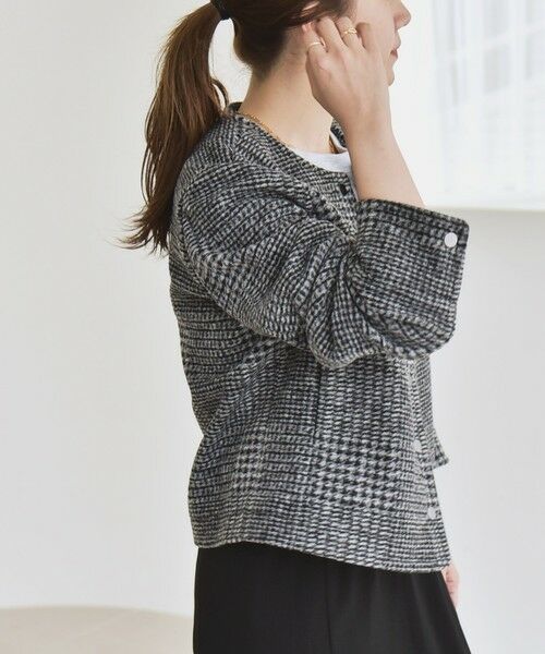 SHIPS / シップス ノーカラージャケット | quaranciel: ボンディング チェック ノーカラー ショート ジャケット | 詳細8