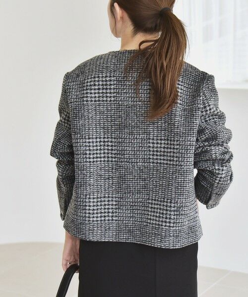 SHIPS / シップス ノーカラージャケット | quaranciel: ボンディング チェック ノーカラー ショート ジャケット | 詳細9