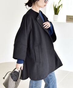 SHIPS / シップス その他アウター | quaranciel: スライバー ウール ミックス ノーカラー ケープ ハーフ コート