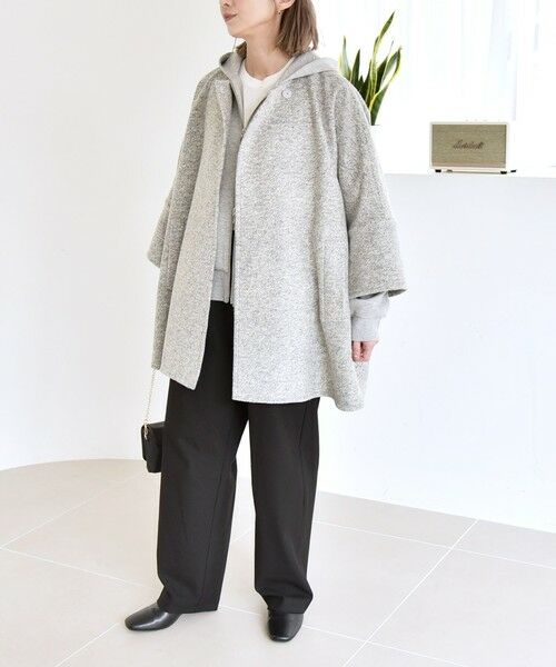 SHIPS / シップス その他アウター | quaranciel: スライバー ウール ミックス ノーカラー ケープ ハーフ コート | 詳細1
