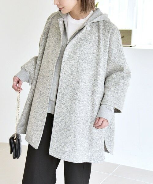 SHIPS / シップス その他アウター | quaranciel: スライバー ウール ミックス ノーカラー ケープ ハーフ コート | 詳細10