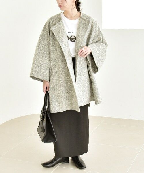 SHIPS / シップス その他アウター | quaranciel: スライバー ウール ミックス ノーカラー ケープ ハーフ コート | 詳細11