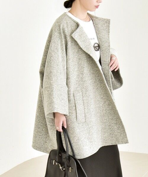 SHIPS / シップス その他アウター | quaranciel: スライバー ウール ミックス ノーカラー ケープ ハーフ コート | 詳細14
