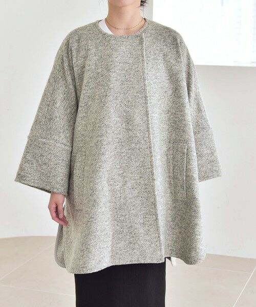 SHIPS / シップス その他アウター | quaranciel: スライバー ウール ミックス ノーカラー ケープ ハーフ コート | 詳細28