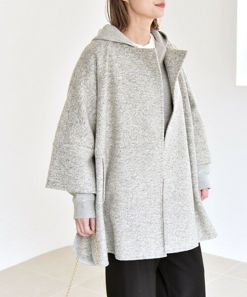 SHIPS / シップス その他アウター | quaranciel: スライバー ウール ミックス ノーカラー ケープ ハーフ コート | 詳細5