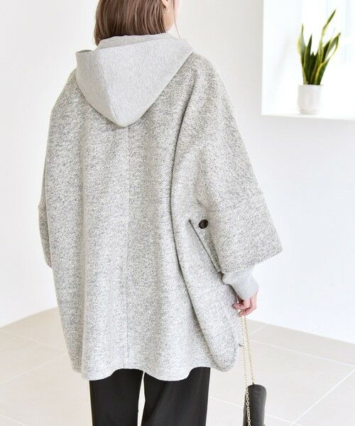 SHIPS / シップス その他アウター | quaranciel: スライバー ウール ミックス ノーカラー ケープ ハーフ コート | 詳細7