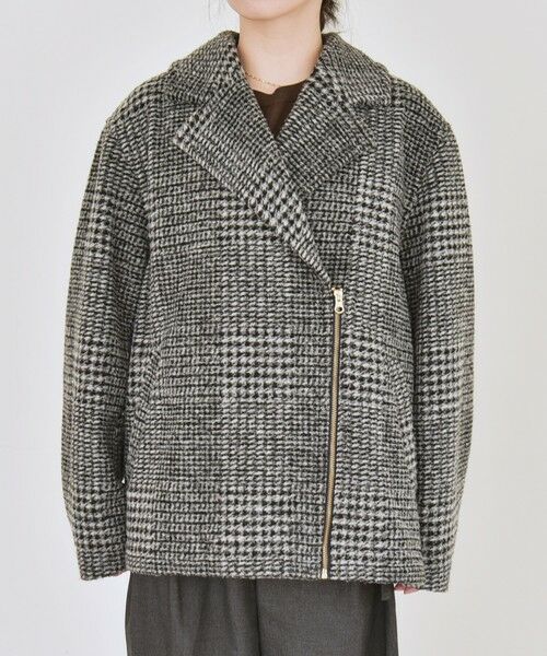 SHIPS / シップス その他アウター | quaranciel: ボンディング チェック ライダース コート | 詳細11